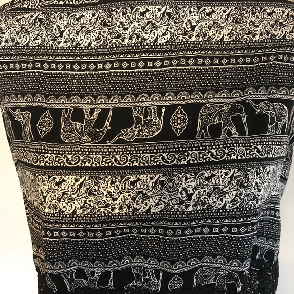 Black and white elephant tribal tank size large - Picture 3 of 5